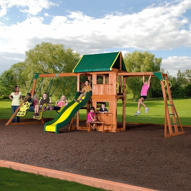 Swing Sets For Kids
 Playground Equipment Heavy Duty Swing Set Double Wooden