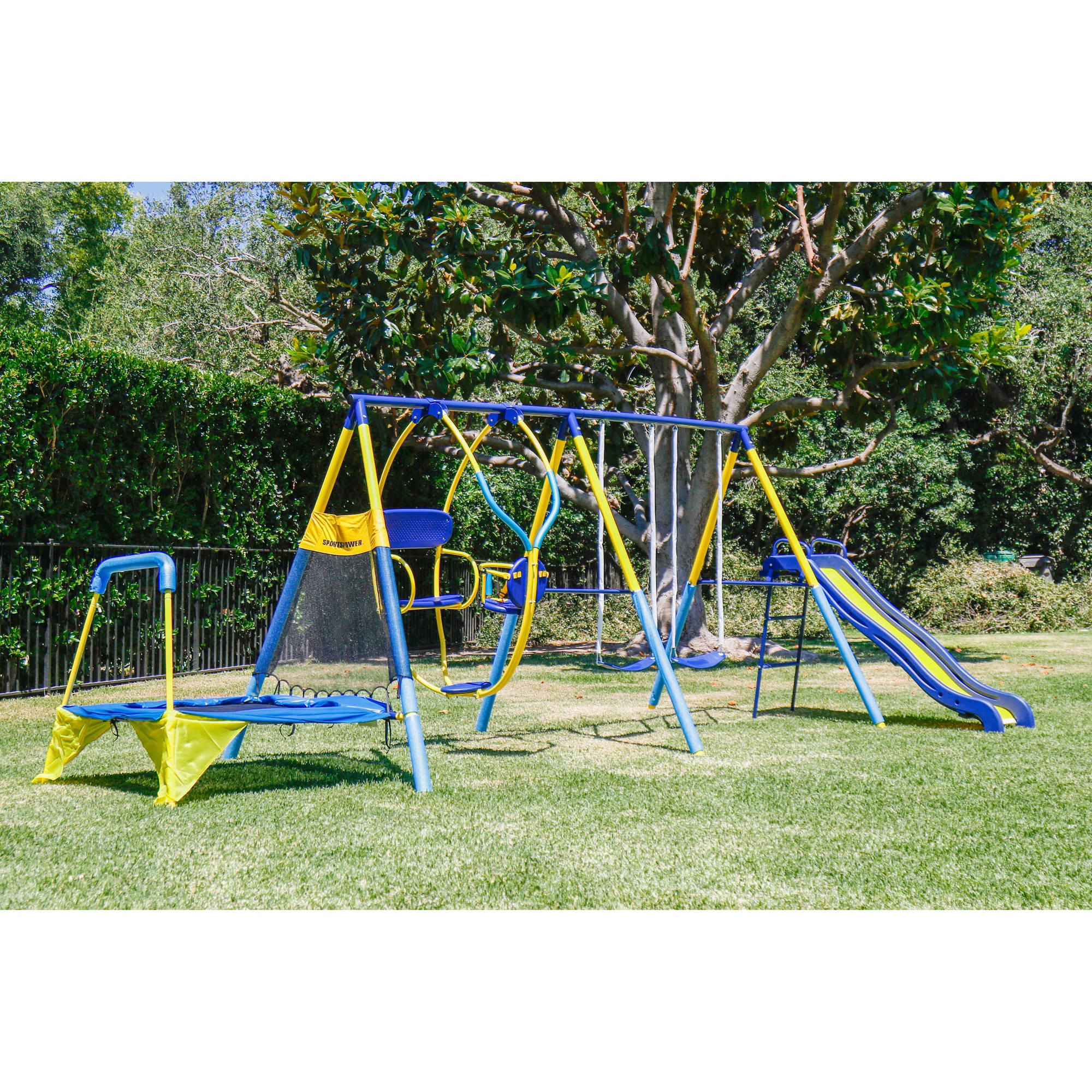 Swing Sets For Kids
 Kids Playground Set Outdoor Swing Slide w Trampoline