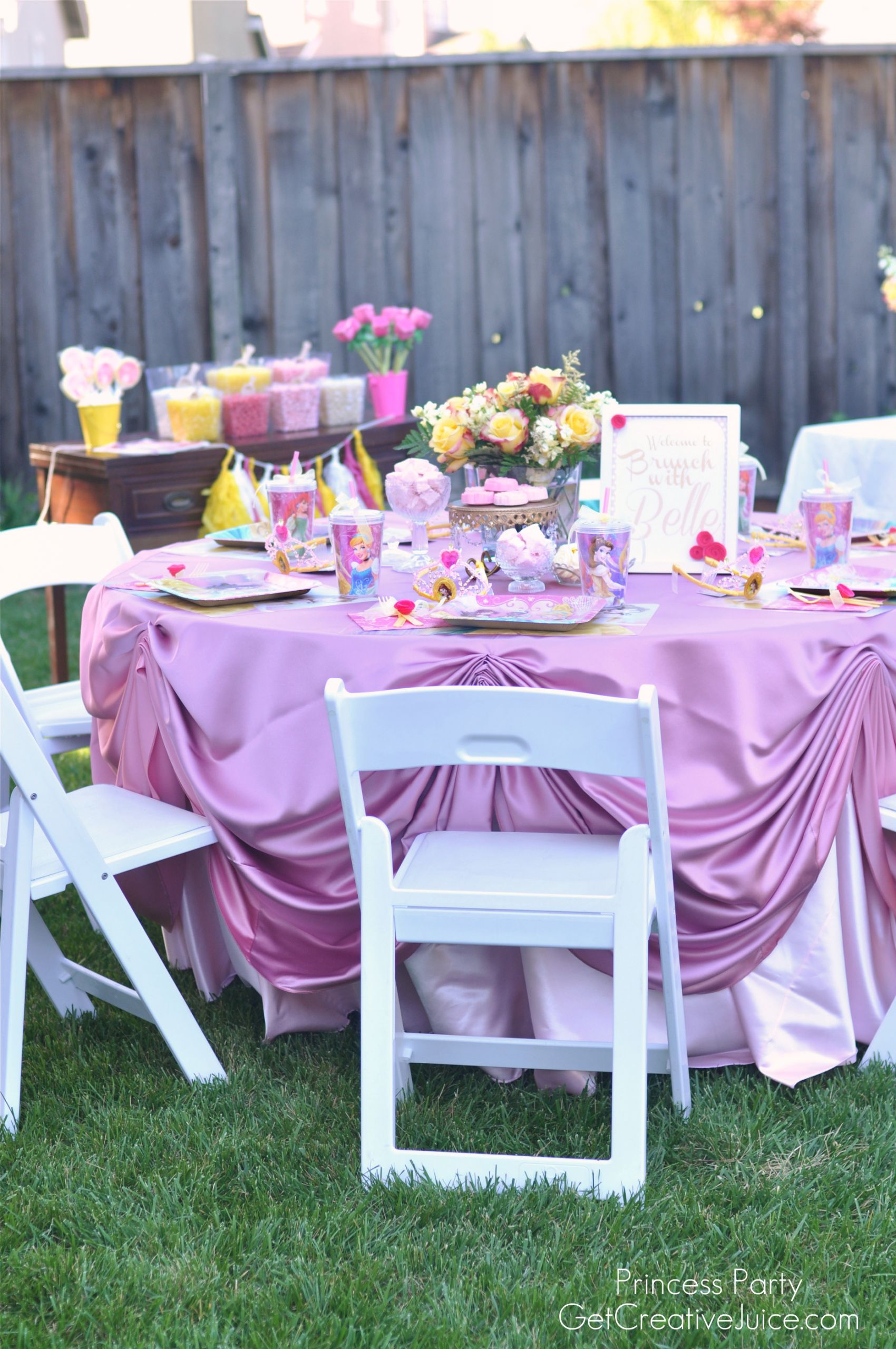 Table Decorations For Birthday Party
 Disney Princess Party with Belle Part e Creative Juice