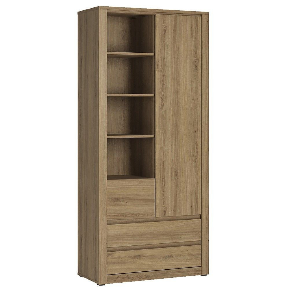 Tall Bedroom Cabinet
 Hobby 1 Door 3 Drawer Tall Cabinet With Open Shelving In
