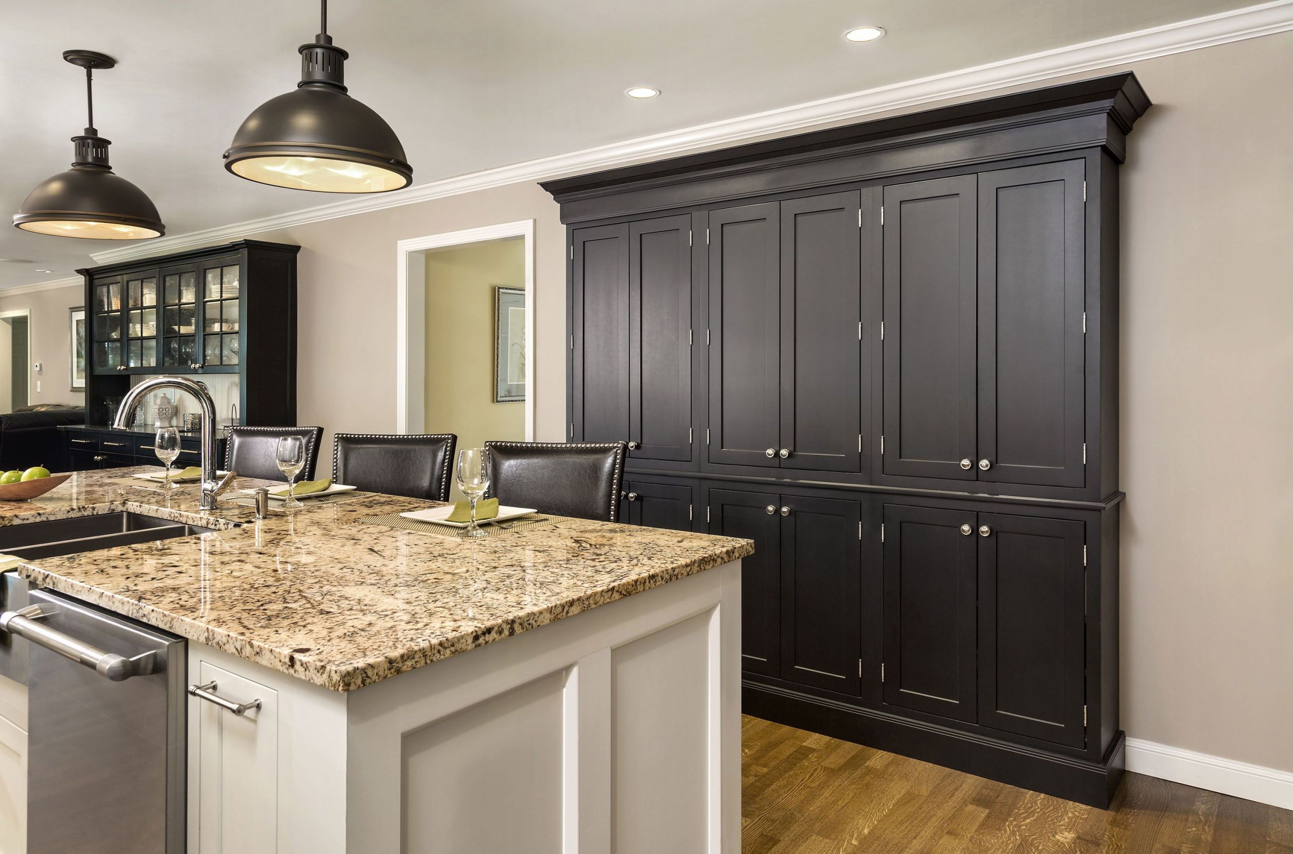 Tall White Kitchen Cabinets
 Classic black and white kitchen cabinets with tall pantry