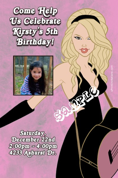 Taylor Swift Birthday Invitations
 Taylor Swift Birthday Invitations