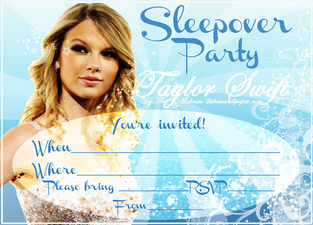 Taylor Swift Birthday Invitations
 INVITATIONS FOR SLEEPOVER PARTY