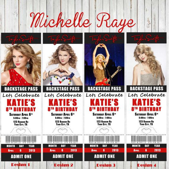 Taylor Swift Birthday Invitations
 Printable Taylor Swift Birthday Party Invitations tickets