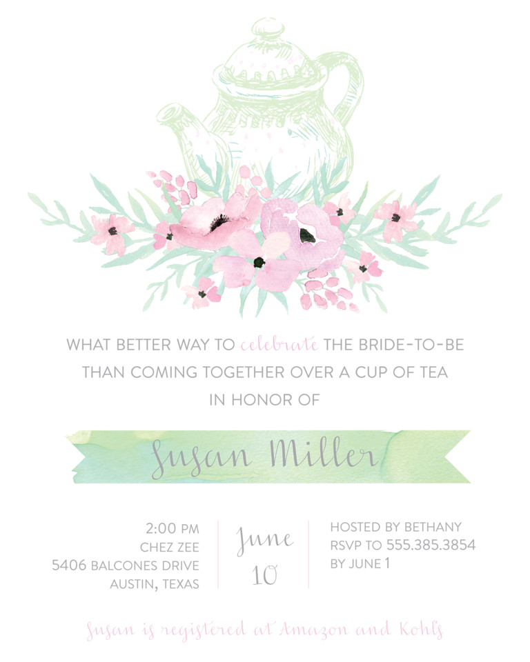 Tea Party Invitation Wording Ideas
 Bridal Shower Invitation Wording Ideas and Etiquette