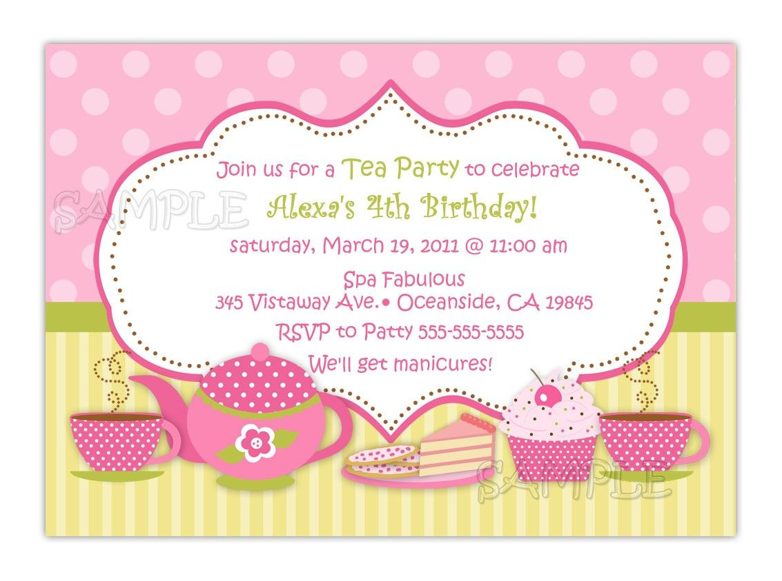 Tea Party Invitation Wording Ideas
 Tea Party Birthday Invitation