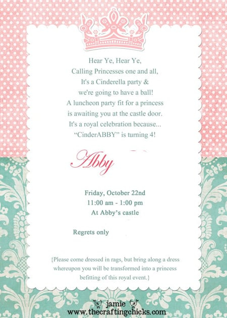 Tea Party Invitation Wording Ideas
 Princess Tea Party Invitation