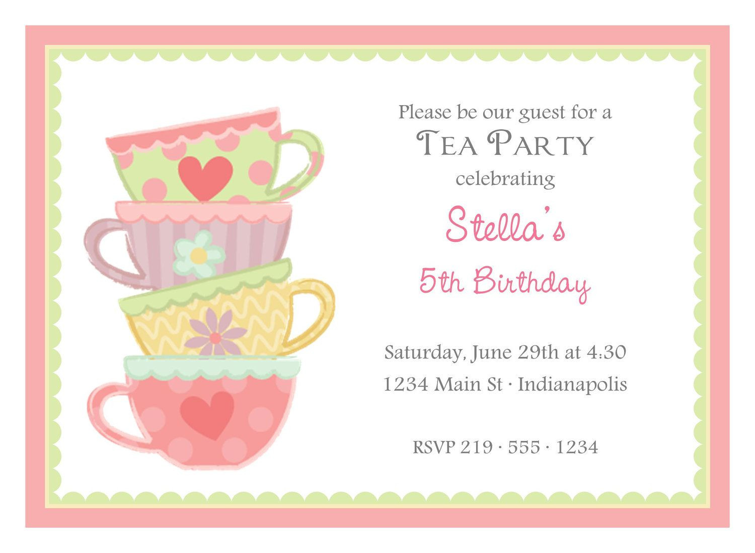 Tea Party Invitation Wording Ideas
 tea party invitation template Google Search