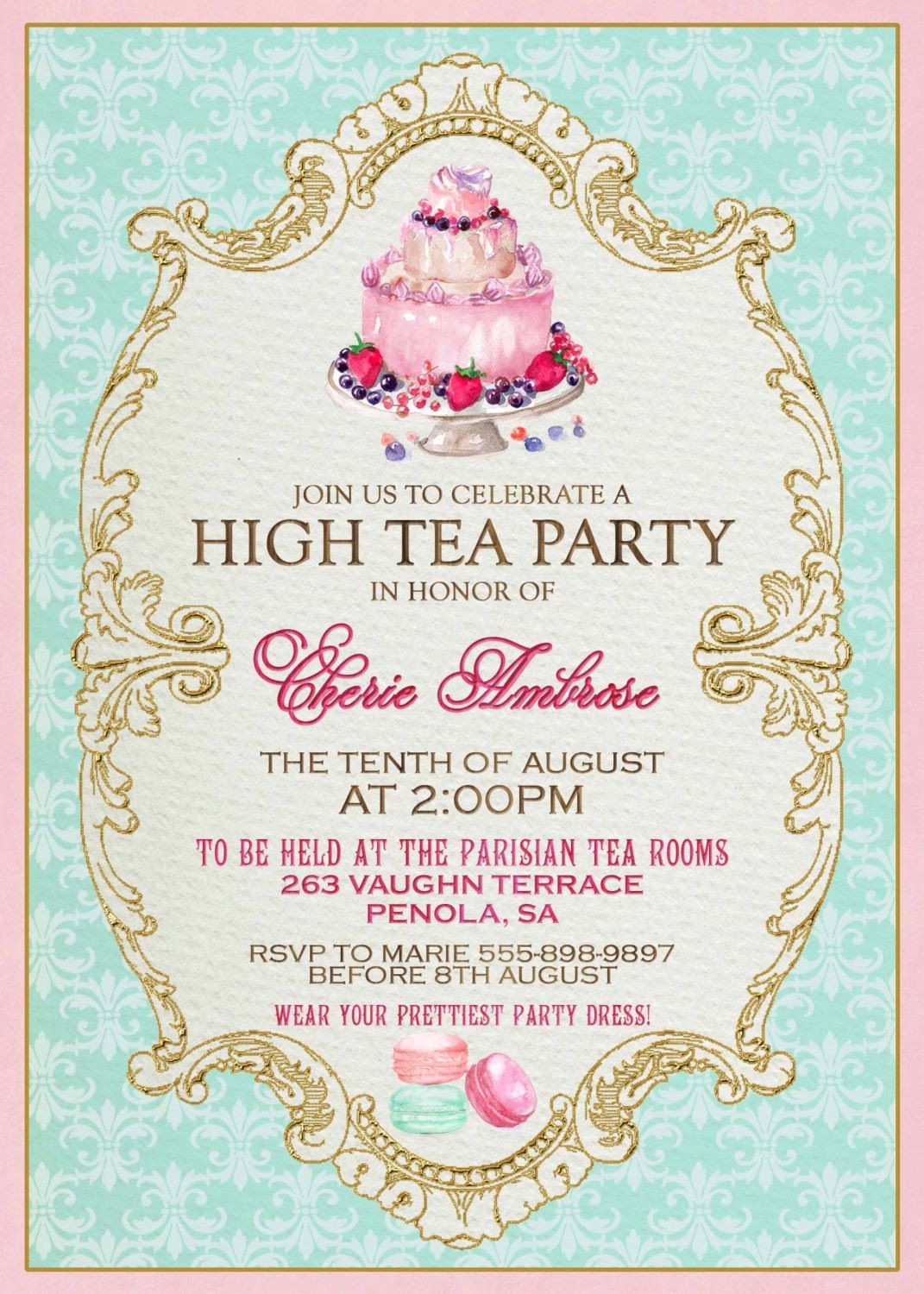 Tea Party Invitation Wording Ideas
 Marie Antoinette invite