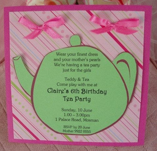 Tea Party Invitation Wording Ideas
 Tea Party Birthday Invitations