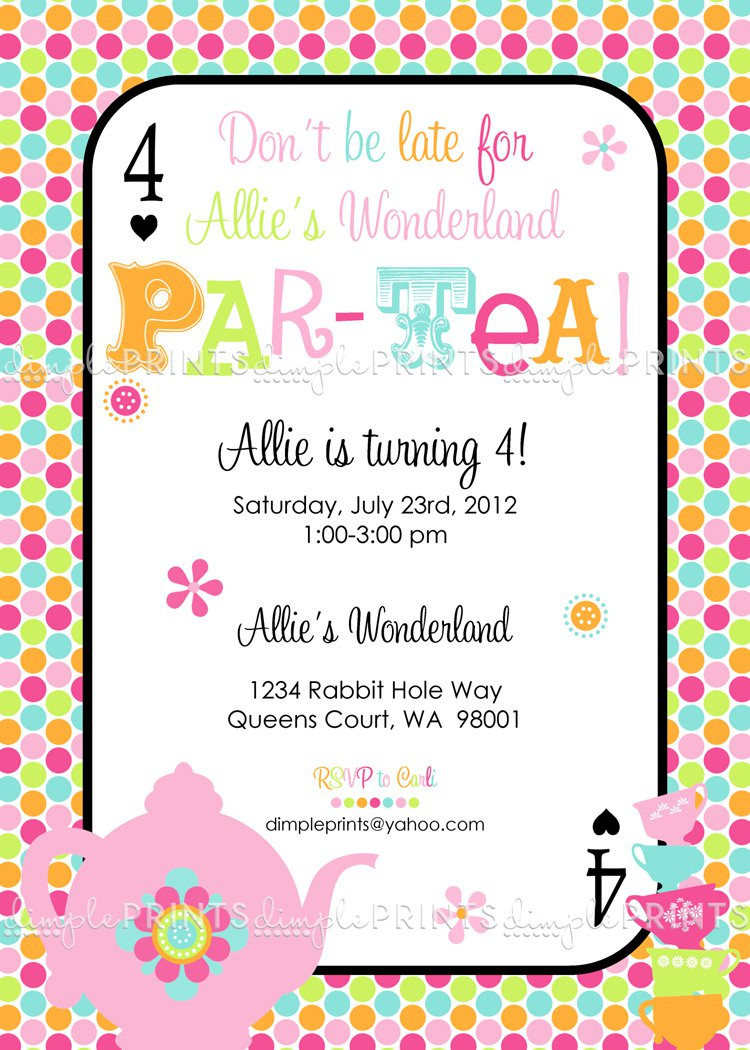 Tea Party Invitation Wording Ideas
 Tea Party Birthday Party Invitations