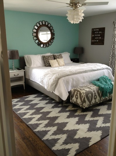 Teal And Grey Bedroom Walls
 A Stenciled Accent Wall Adds Interest