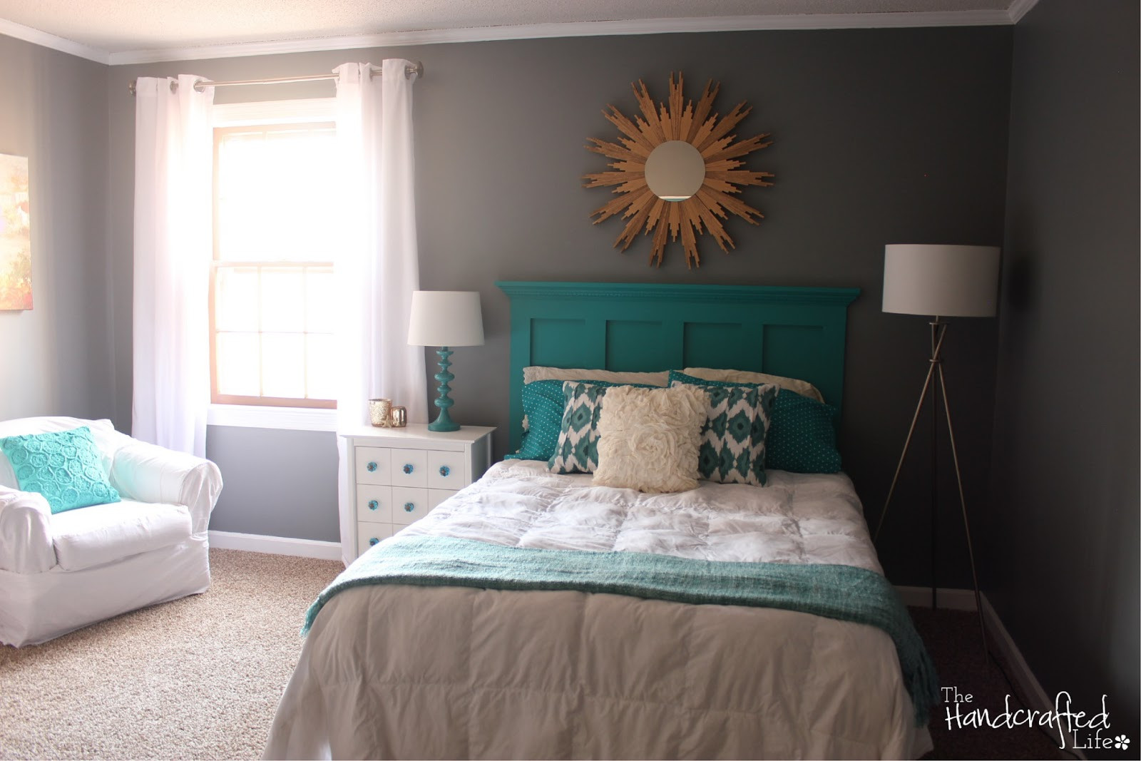 Teal And Grey Bedroom Walls
 The Handcrafted Life Teal White and Grey Guest Bedroom