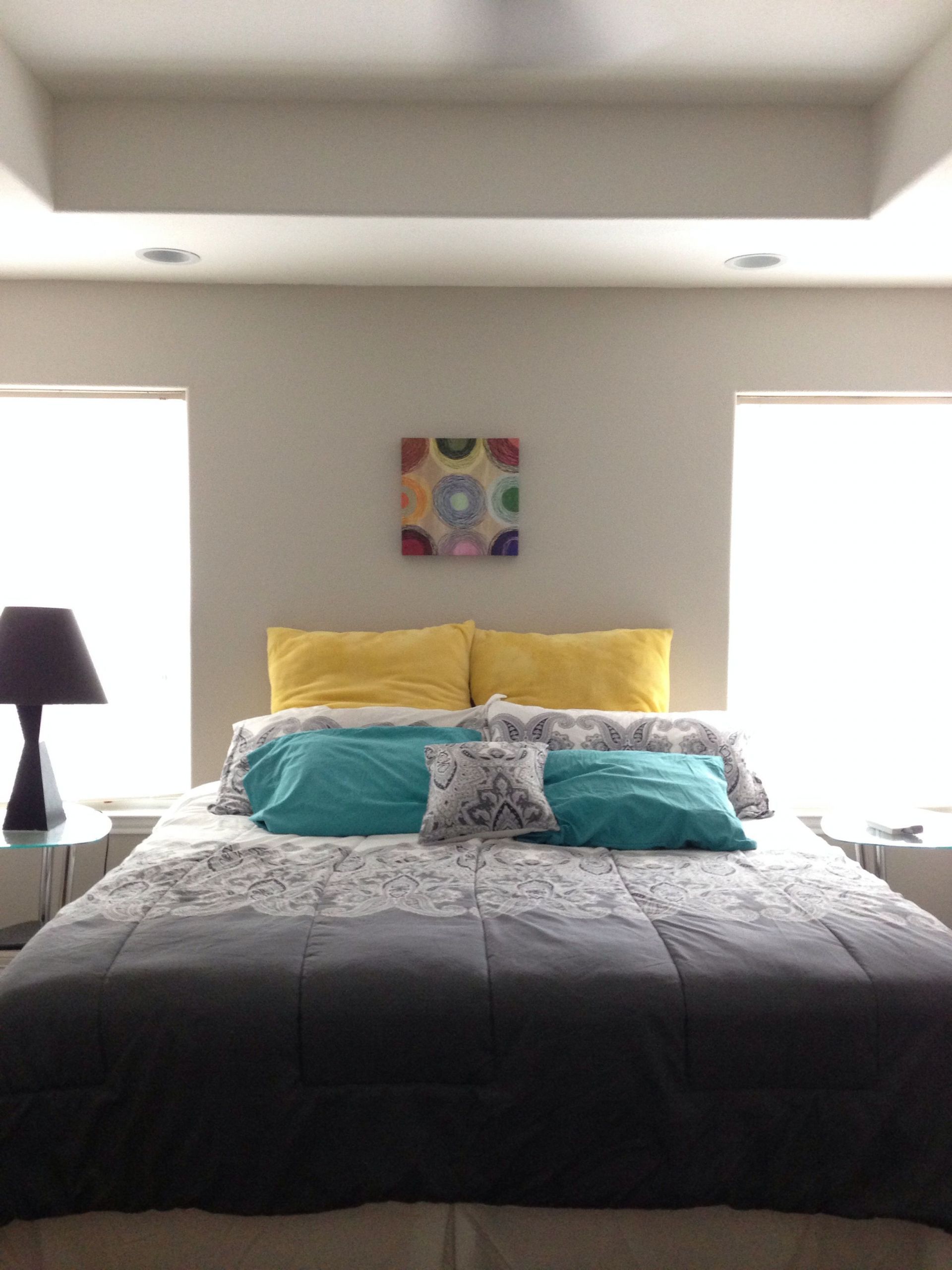 Teal And Grey Bedroom Walls
 White grey yellow & teal bedroom Color inspiration