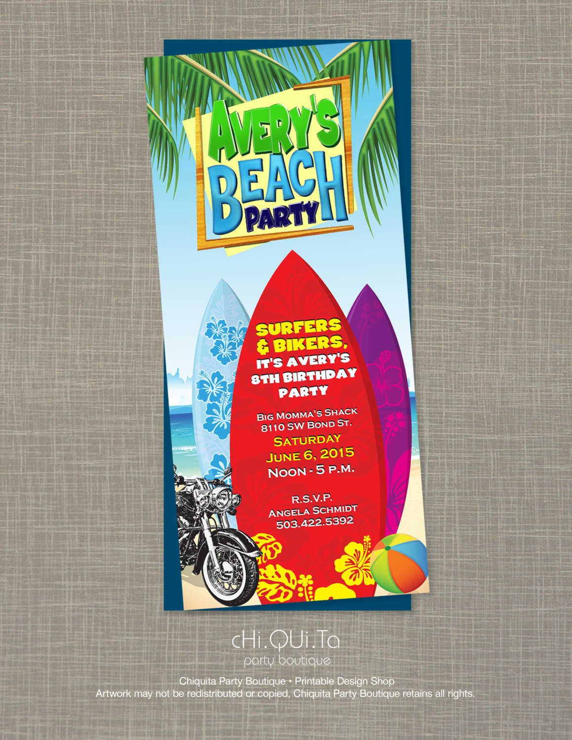 Teen Beach Movie Birthday Party
 Printable Teen Beach Movie Birthday Party Invitation PDF