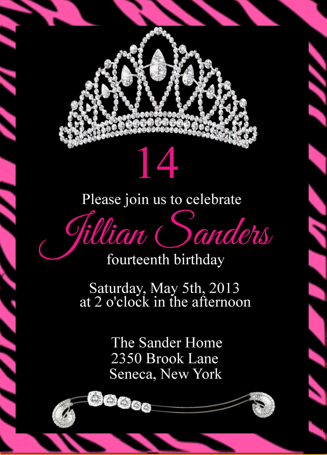 Teen Birthday Invitations
 Printable Princess Crown Birthday Party by