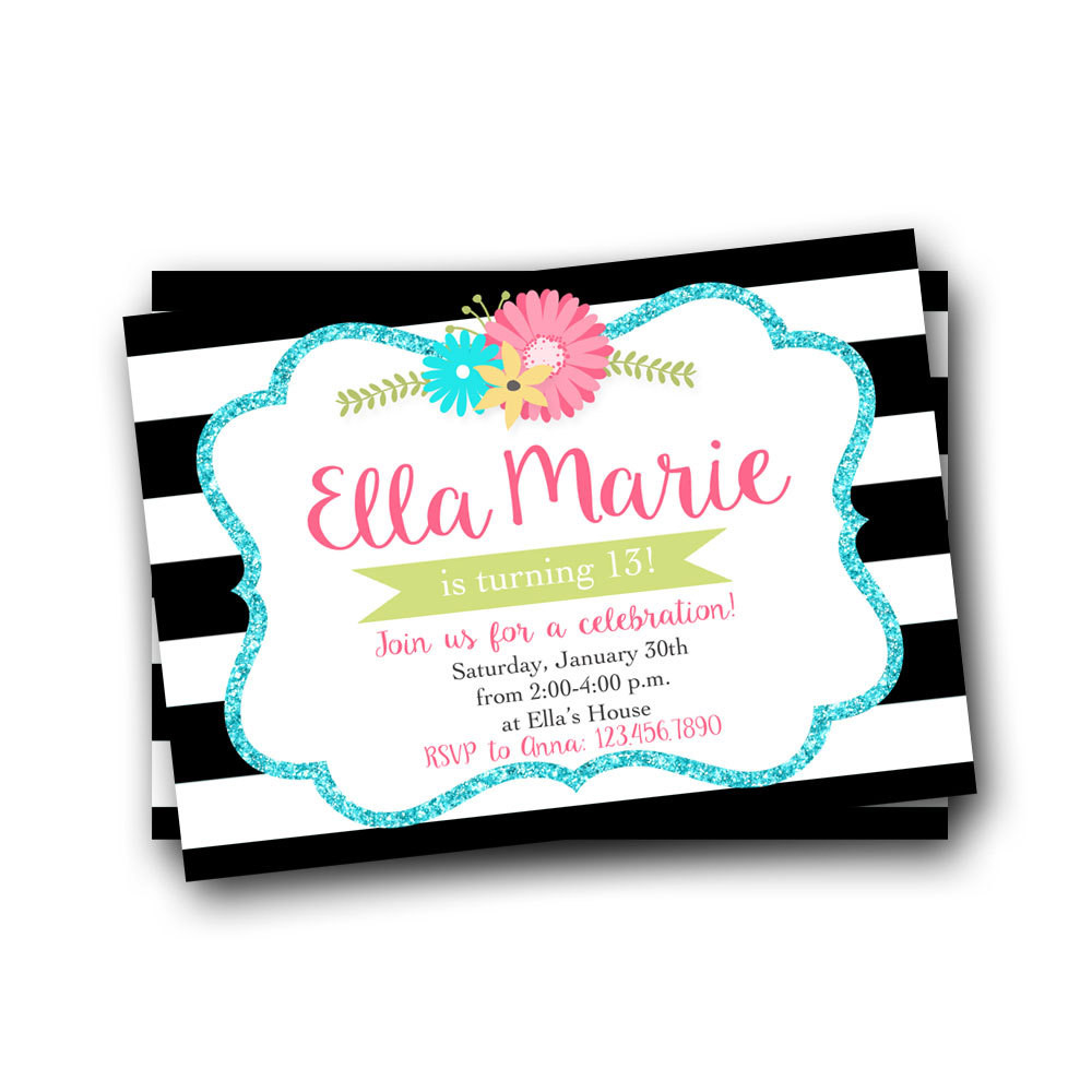 Teen Birthday Invitations
 Teen Birthday Invitation Teen Girl Invitation 13th Birthday