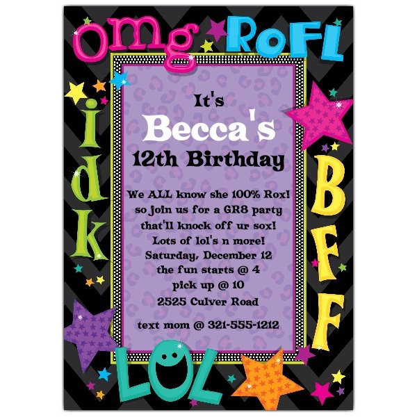 Teen Birthday Invitations
 Teen Talk Birthday Party Invitations