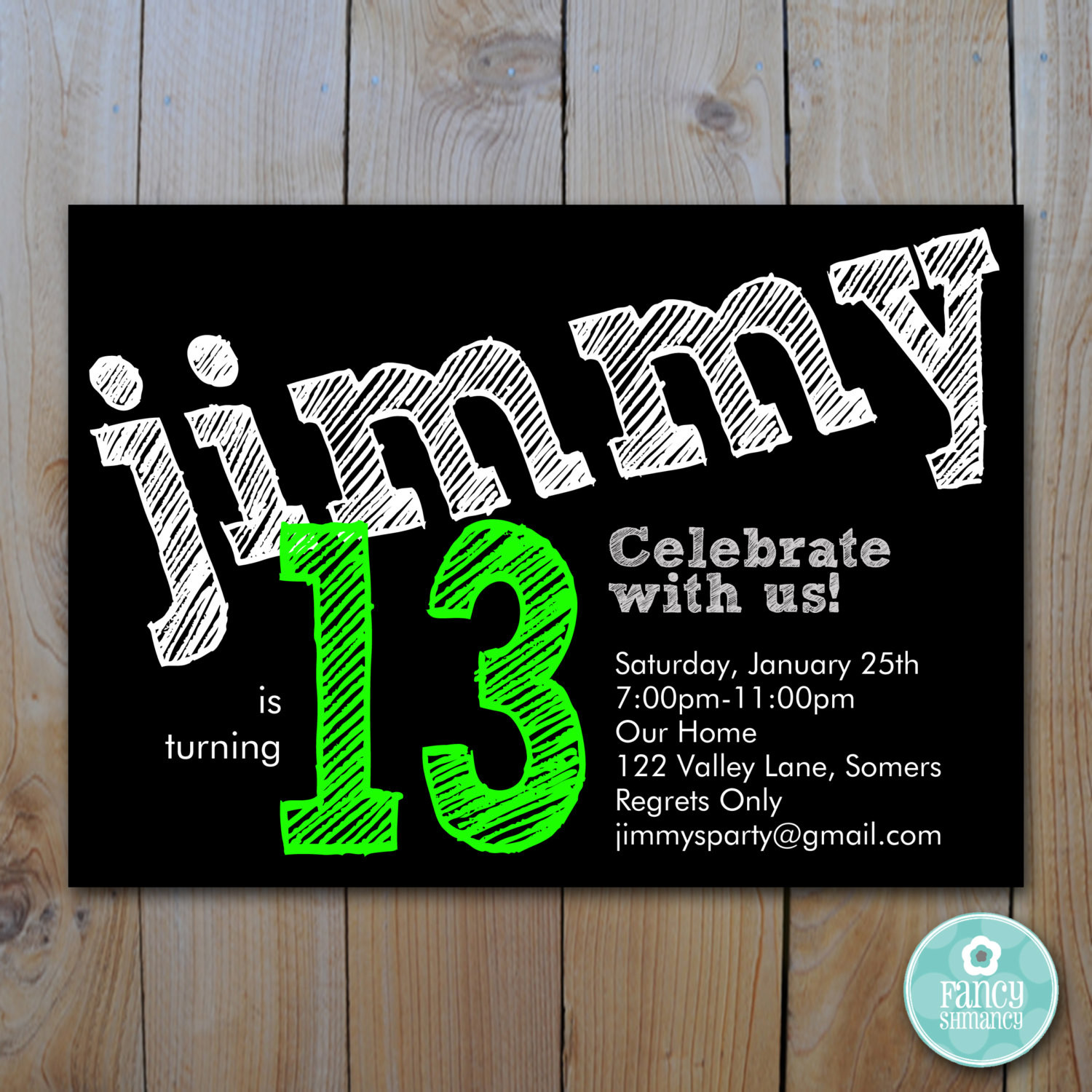 Teen Birthday Invitations
 Birthday Invitation Teen Boy Invitation Chalkboard