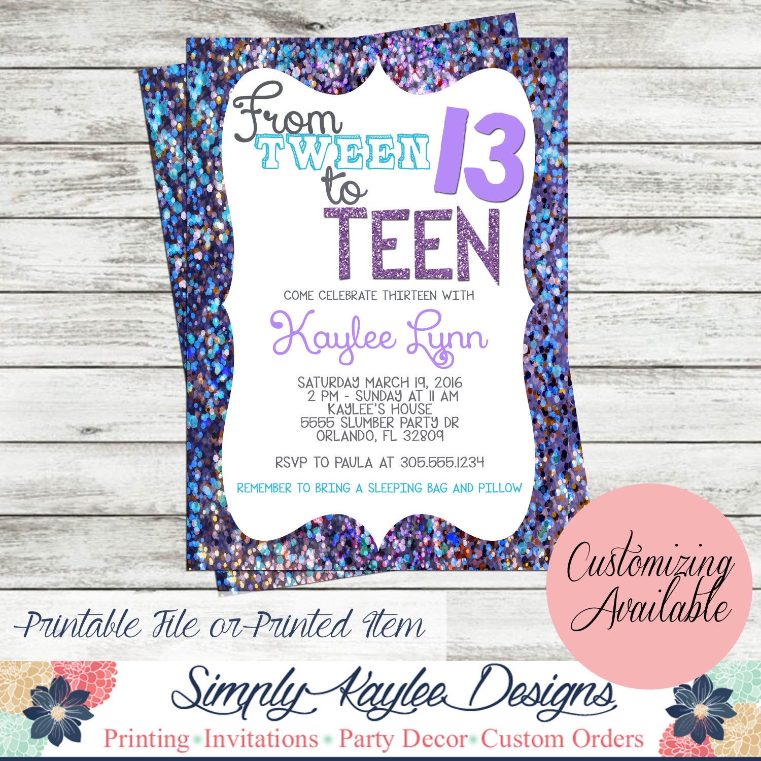 Teen Birthday Invitations
 Tween to Teen Birthday Party Invitation by SimplyKayleeDesigns