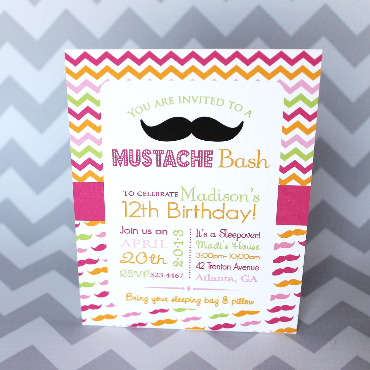 Teen Birthday Invitations
 Mustache Bash Birthday Invitation Teen Girl by BabycakesArt