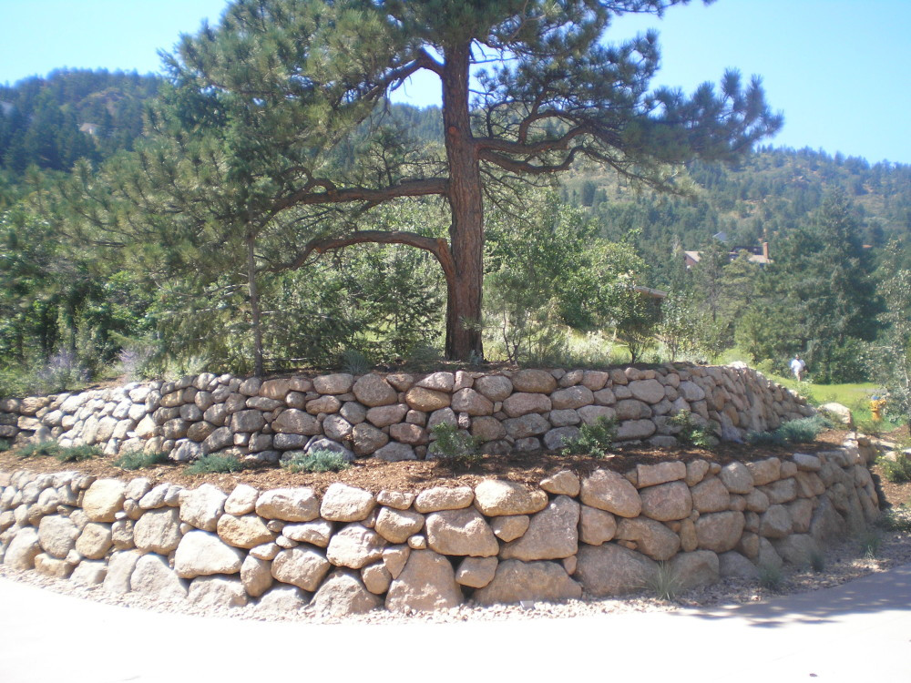 Terrace Landscape With Boulders
 Boulder Retaining Wall Colorado Springs Landscape