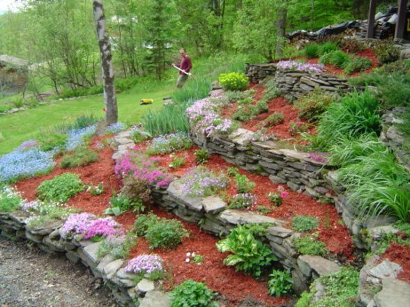 Terrace Landscape With Boulders
 Backyard terraced rock garden