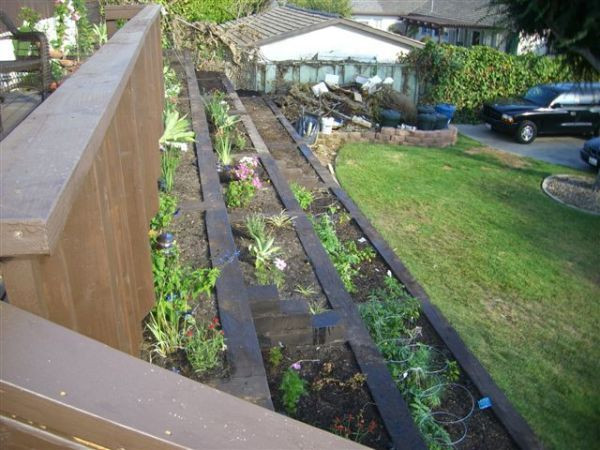 Terrace Landscape With Railroad Ties
 25 best images about Gardening on a slope on Pinterest