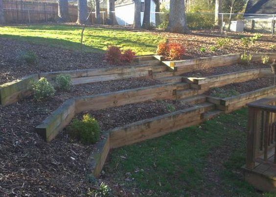 Terrace Landscape With Railroad Ties
 43 Backyard Landscaping Retaining Wall Railroad Ties