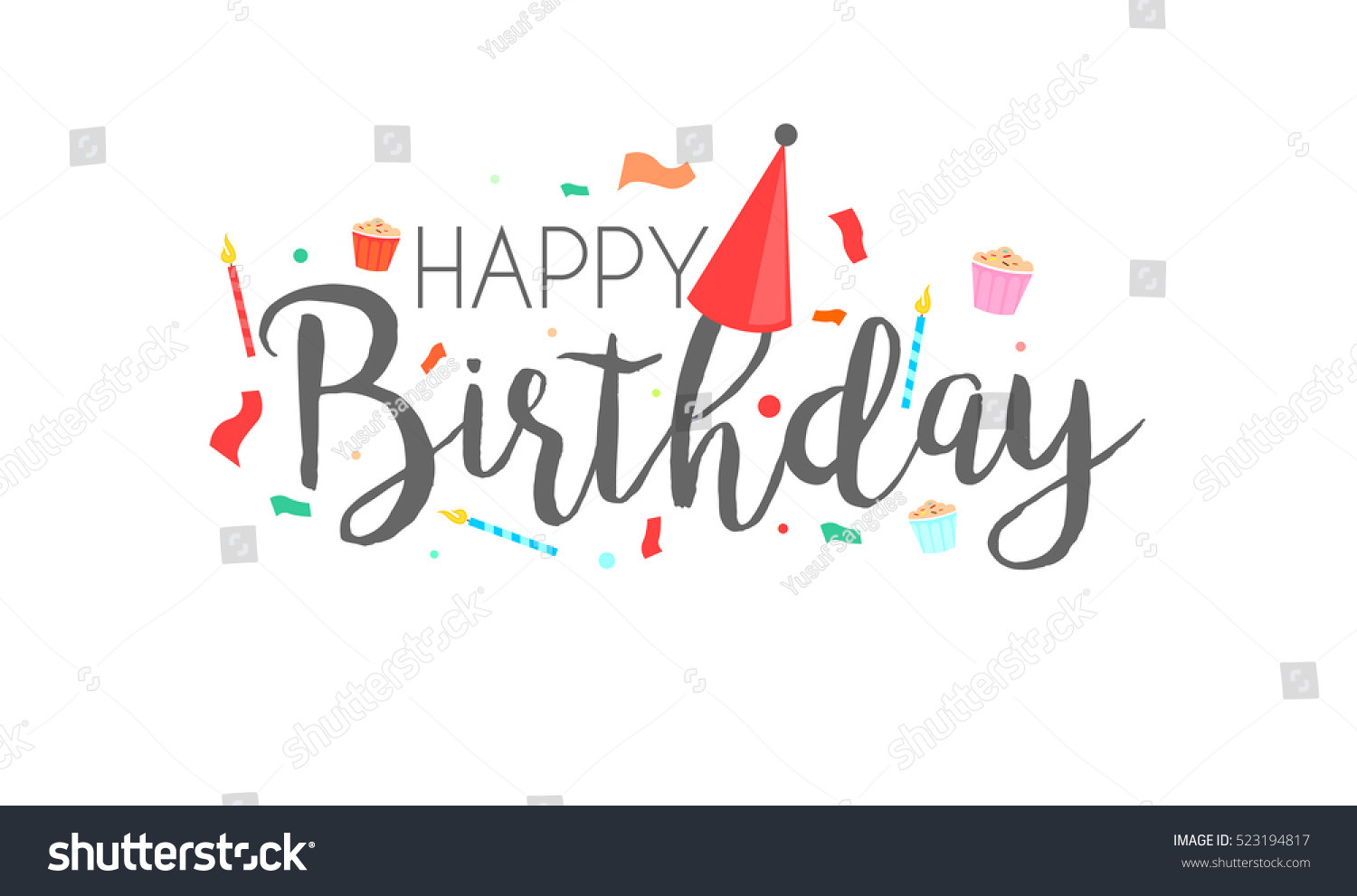 Text Birthday Cards
 Happy Birthday Typographic Vector Design Greeting Stock