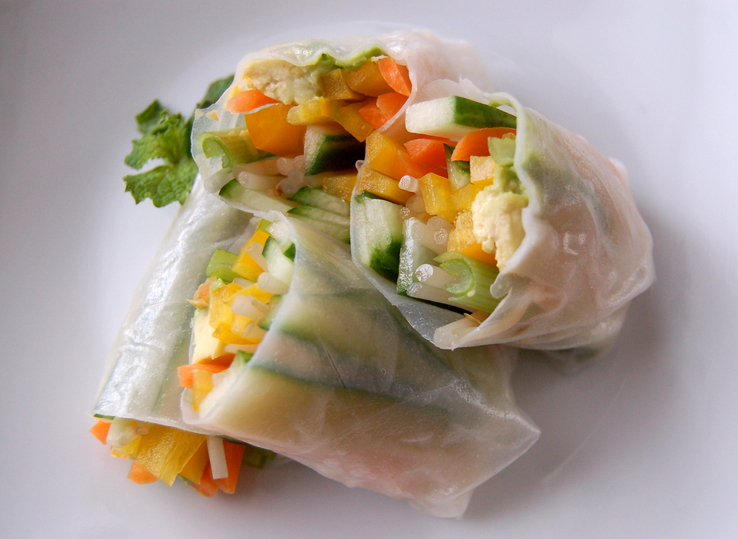 Thai Fresh Spring Rolls Recipes
 Ve arian Spring Rolls w Peanut Sauce