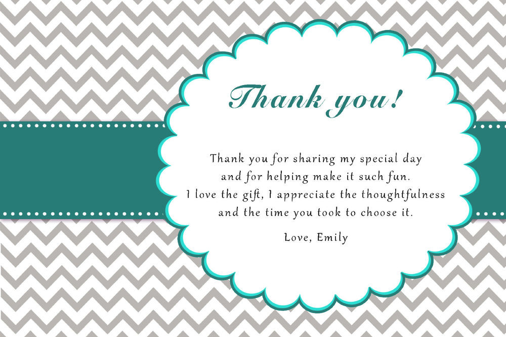 Thank You Note For Birthday Party
 30 Chevron Thank You Card Notes Teal And Grey Adult Kids