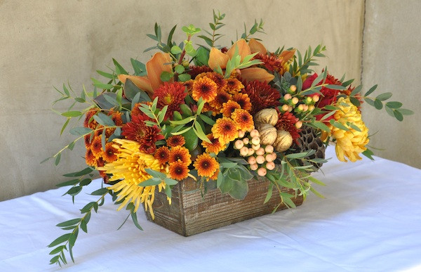 Thanksgiving Flower Centerpiece
 Thanksgiving Flowers Hair Wreath Station