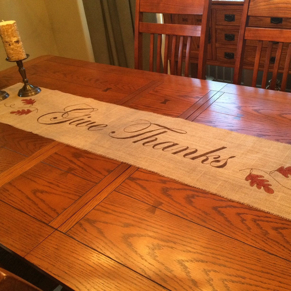 Thanksgiving Table Runner
 Table Runner Burlap Thanksgiving Oak Leaves