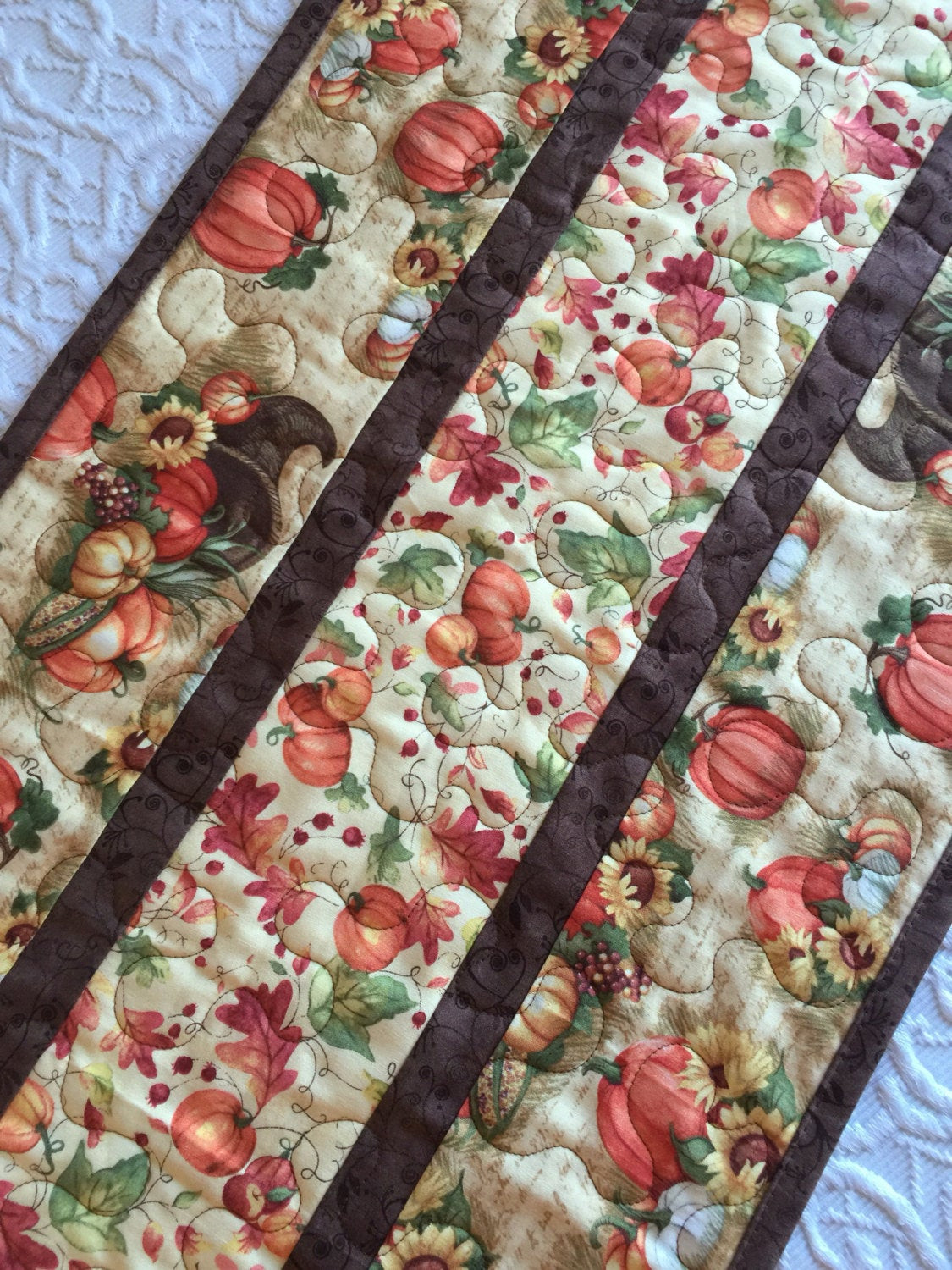 Thanksgiving Table Runner
 Fall Thanksgiving Table Runner Quilt Pumpkin Cornucopia