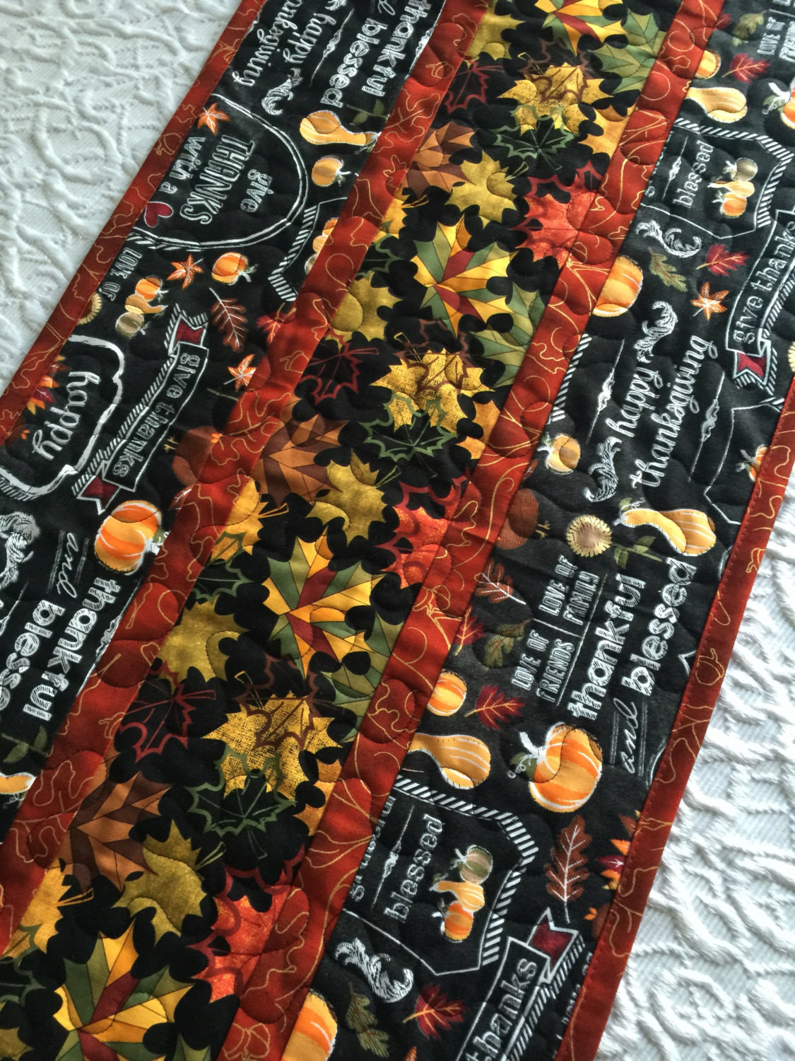 Thanksgiving Table Runner
 Thanksgiving Table Runner Quilt Fall Autumn Quilt Black