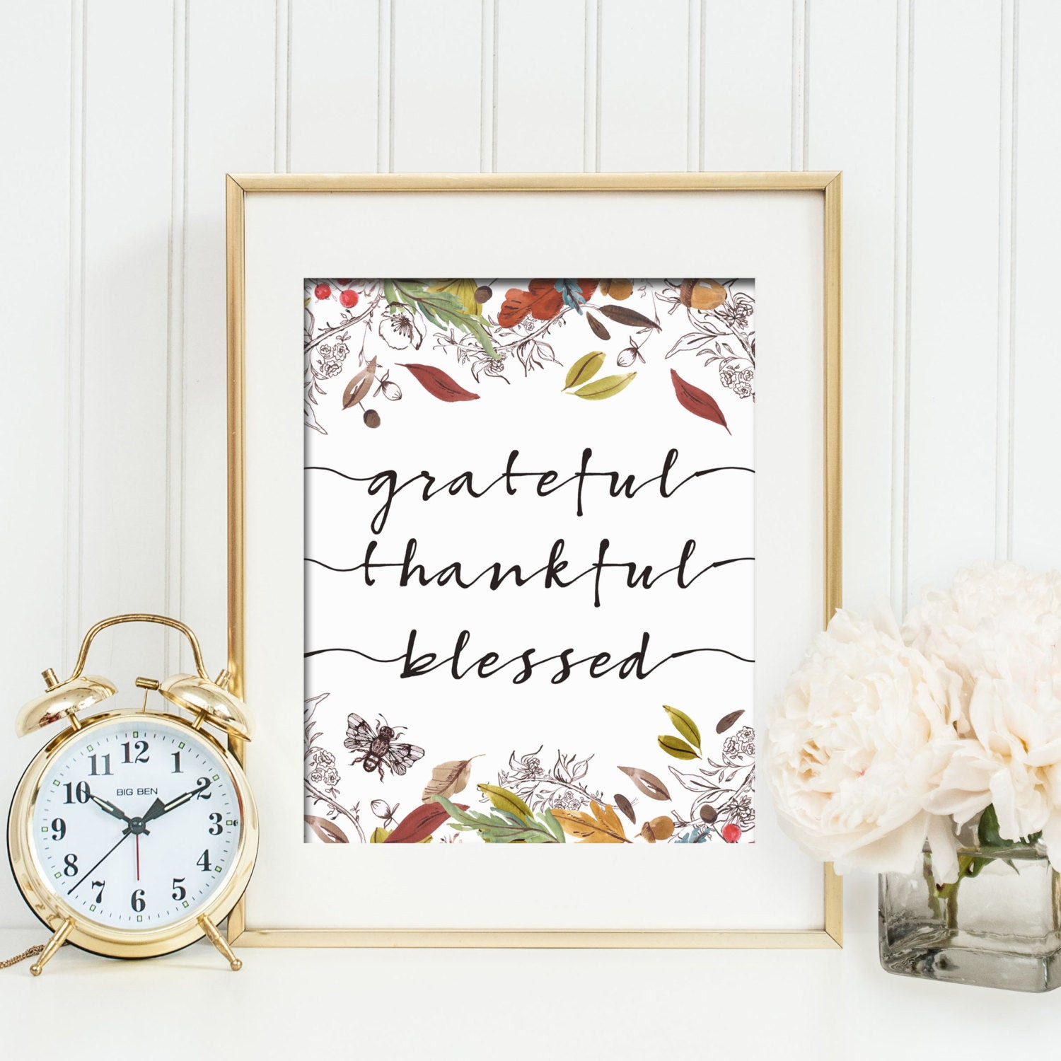 Thanksgiving Wall Art
 Grateful Thankful Blessed Fall Printable Wall Art Thanksgiving