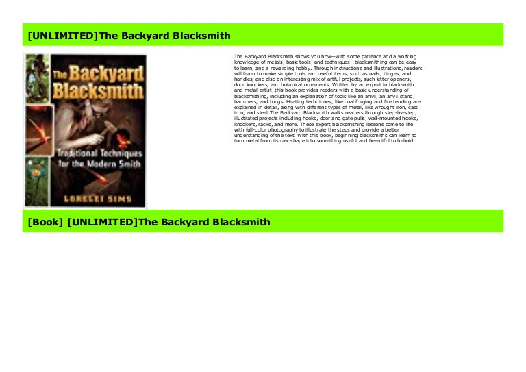 The Backyard Blacksmith
 [UNLIMITED]The Backyard Blacksmith