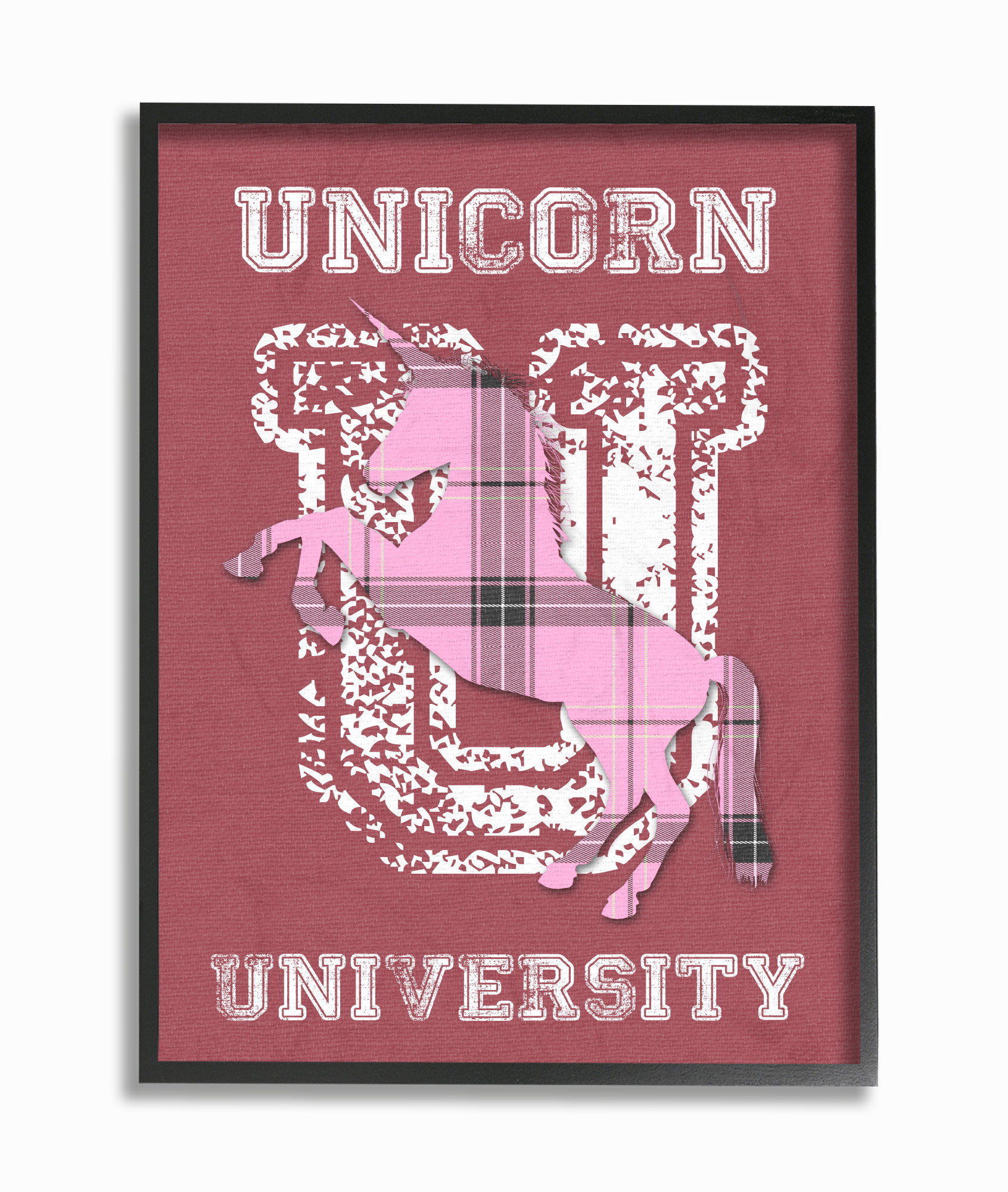 The Kids Room By Stupell
 The Kids Room by Stupell Unicorn University Pink Plaid