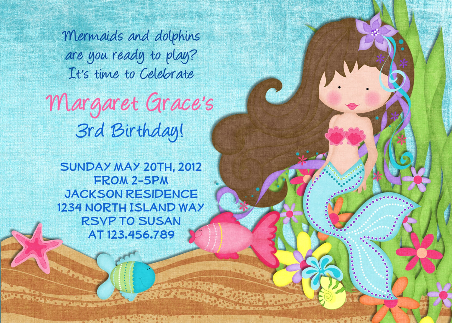 The Little Mermaid Birthday Invitations
 FREE Printable Little Mermaid Printable Birthday