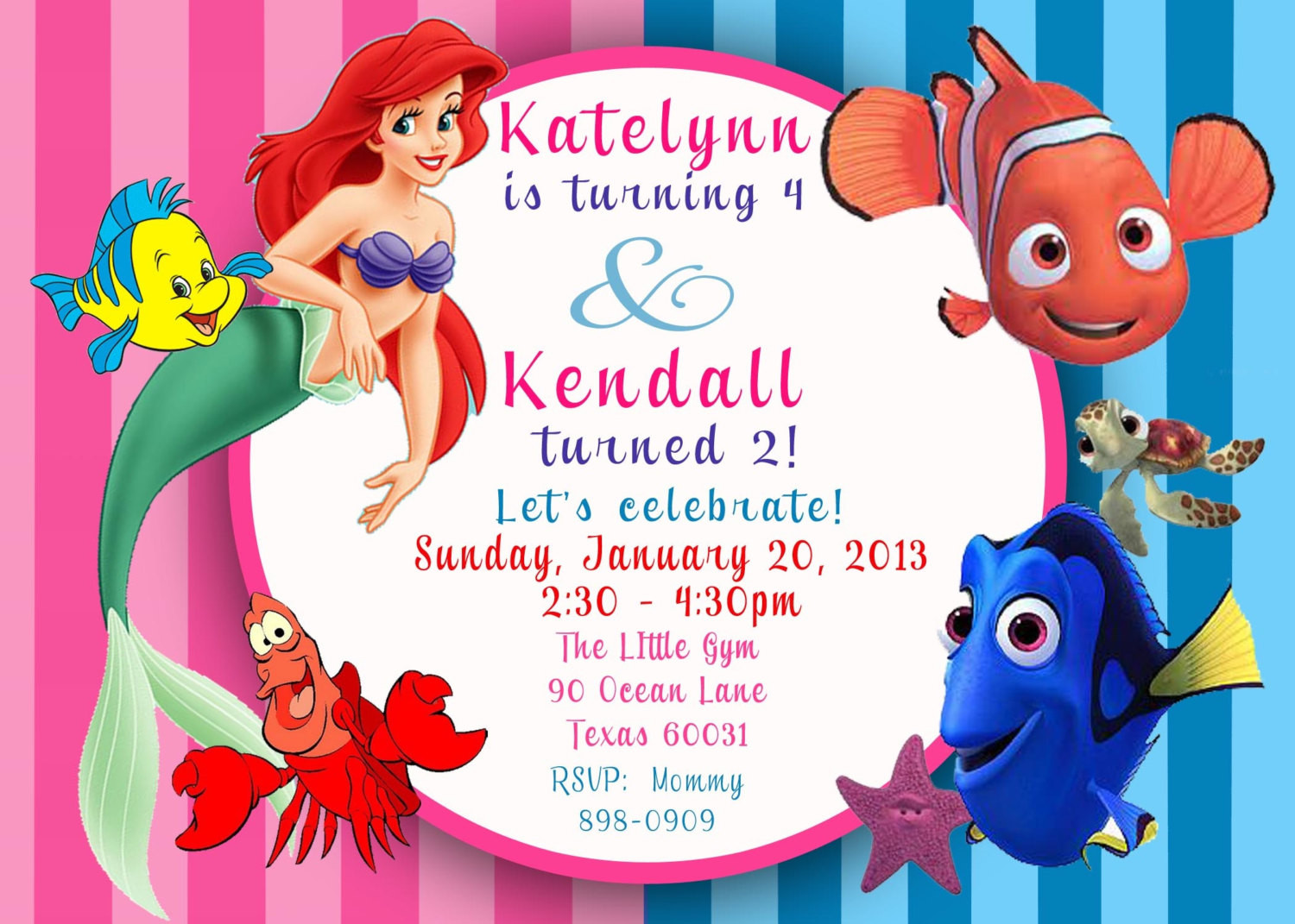 The Little Mermaid Birthday Invitations
 FREE Printable Little Mermaid Printable Birthday