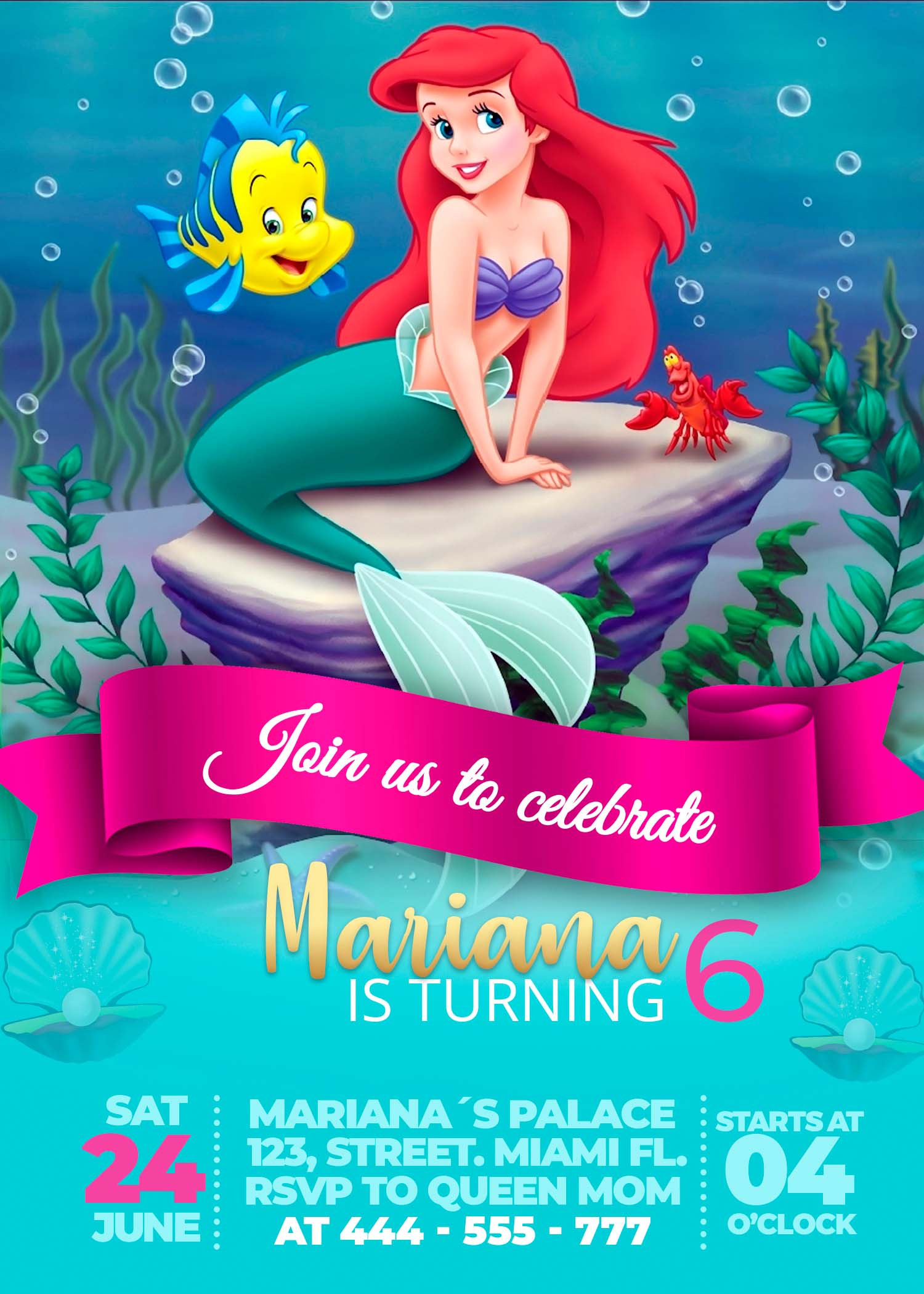 The Little Mermaid Birthday Invitations
 The Little Mermaid Birthday Party Invitation AMAZING