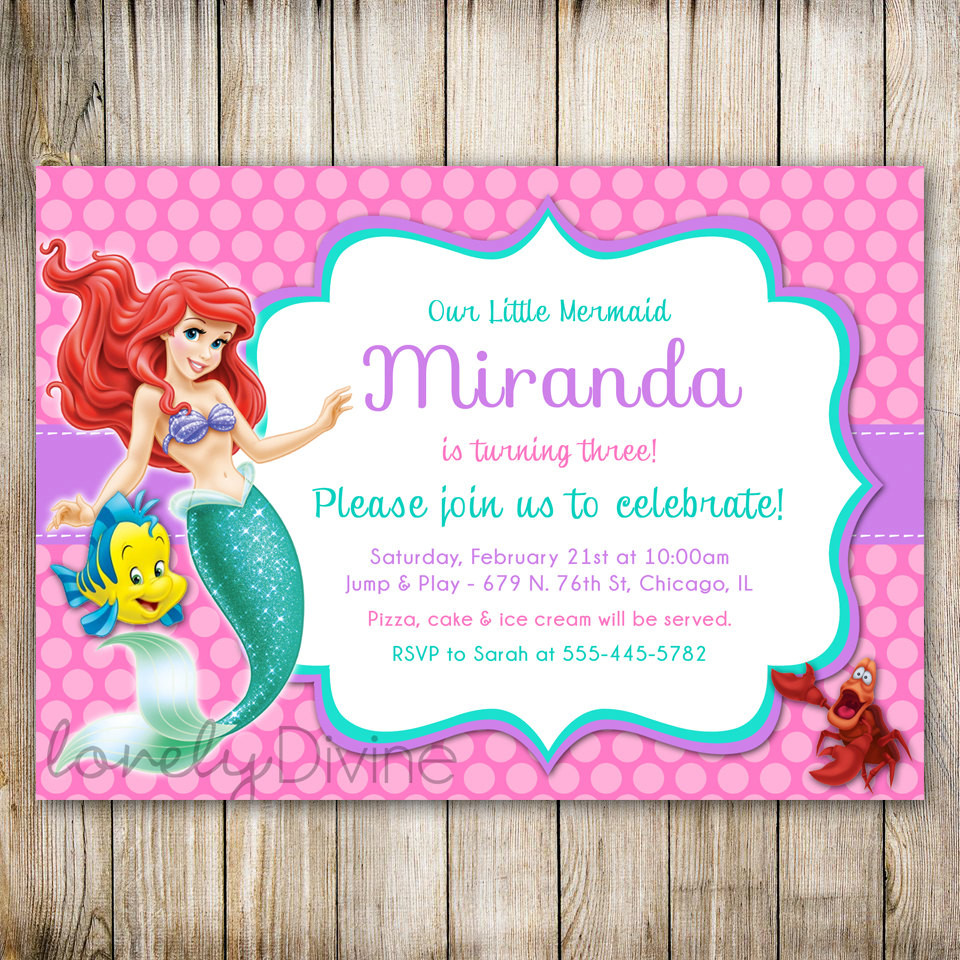 The Little Mermaid Birthday Invitations
 Little Mermaid Birthday Invitation Ariel Invitation Ariel