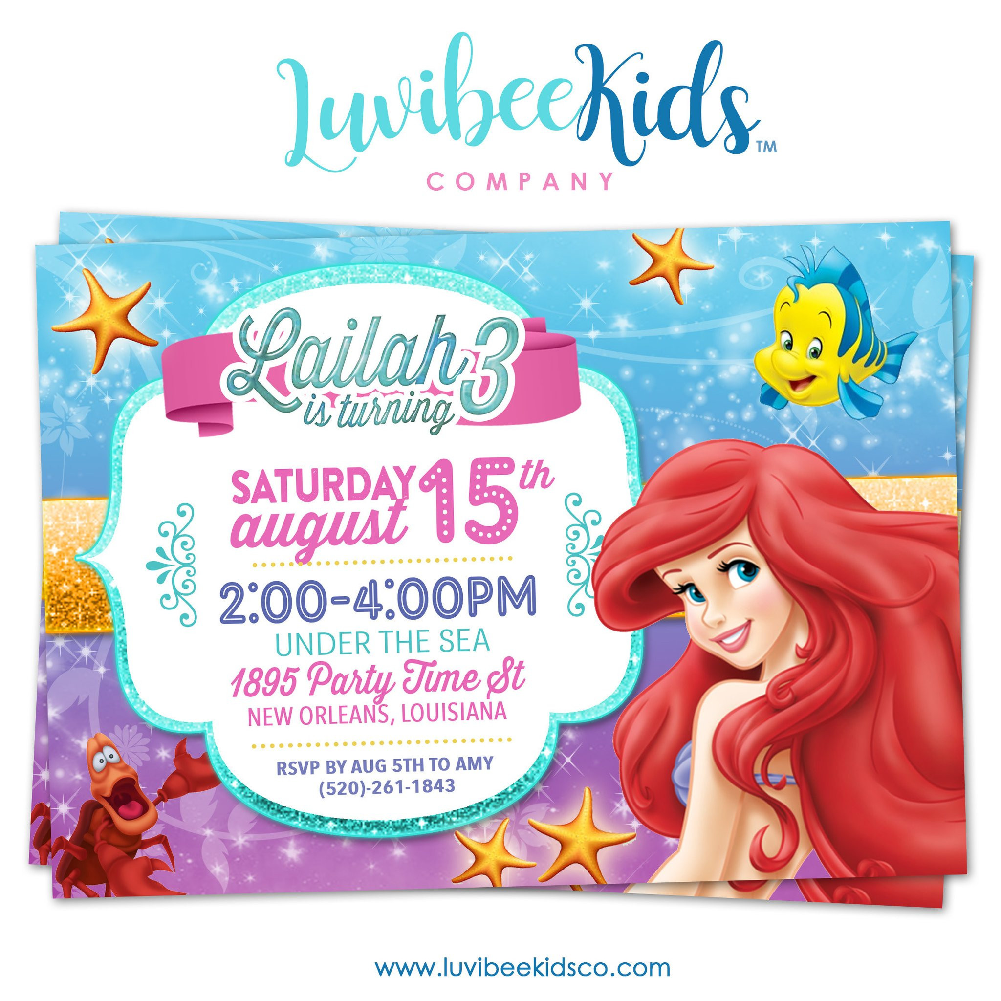 The Little Mermaid Birthday Invitations
 Little Mermaid Birthday Invitation