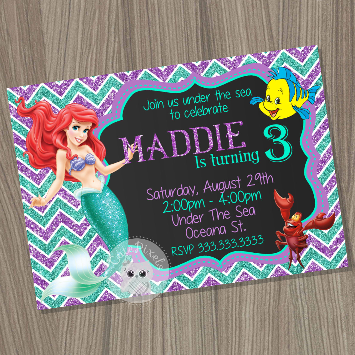 The Little Mermaid Birthday Invitations
 Little Mermaid Invitation Ariel Invitation Disney Little