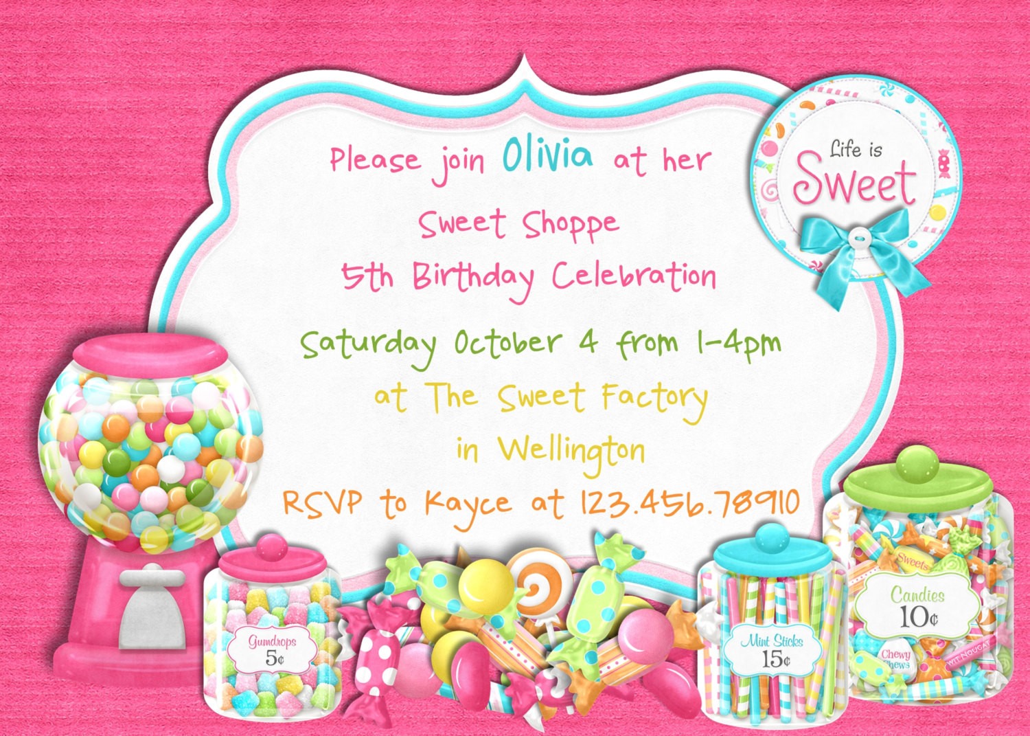 Themed Birthday Party Invitations
 Candy Themed Birthday Party Invitations