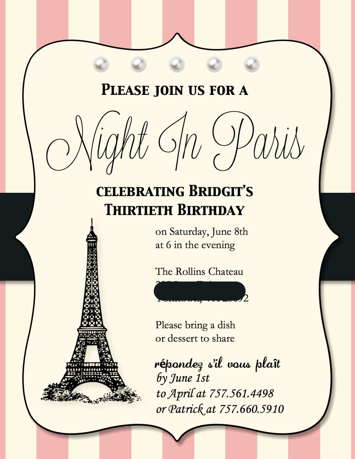 Themed Birthday Party Invitations
 Paris themed Birthday Party Invitations 15 invites