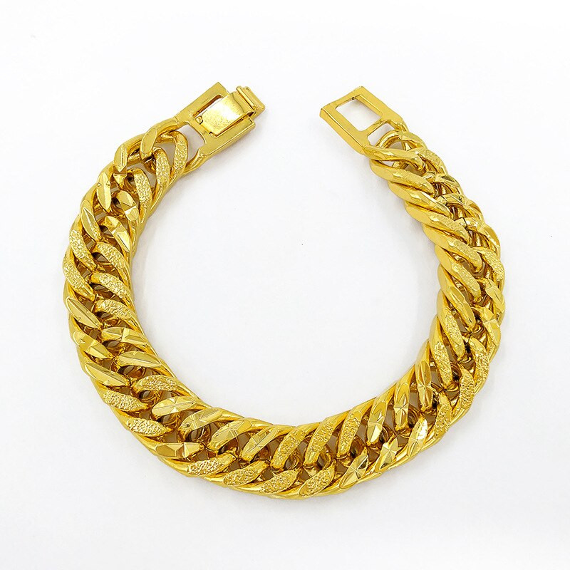 Thick Gold Bracelet
 Thick Bracelet Yellow Gold Filled Classic Mens Double Curb