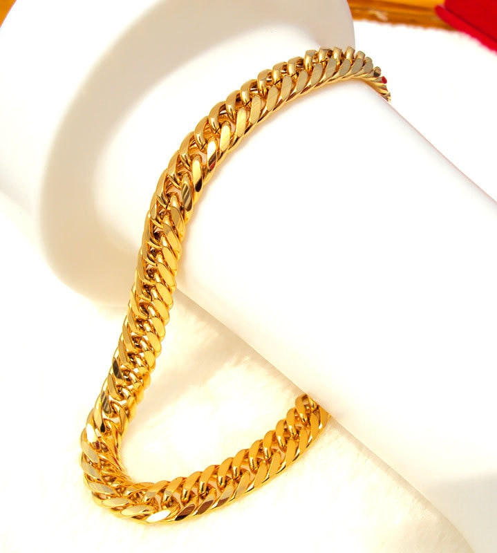 Thick Gold Bracelet
 MENS Women s 24K SOLID GOLD GF FINISH THICK MIAMI CUBAN