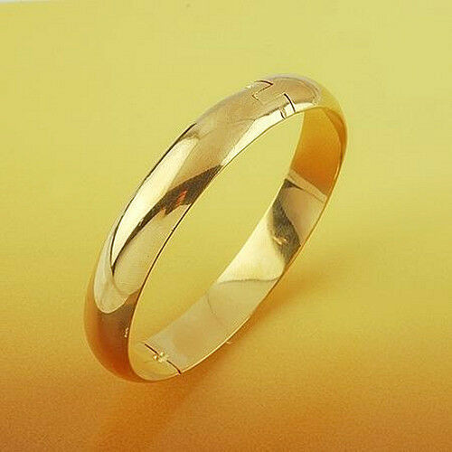 Thick Gold Bracelet
 Simple 18k Plain Yellow Gold Filled GF Thick Solid Women s